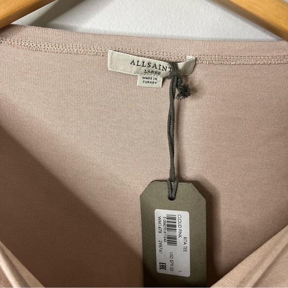 All Saints Rita Oversized Dropped Shoulder T Shirt Cloud Pink Size Large - Picture 4 of 8